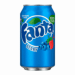 Caffeine-free Fanta Berry soda can with colorful berry graphics.