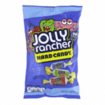 Jolly Rancher Hard Candy peg bag with assorted fruit flavors on blue packaging.