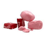 Xtreme Chewits Cherry candies, unwrapped and wrapped, with pink chewy texture.