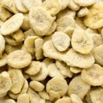 Close-up of freeze-dried banana slices.